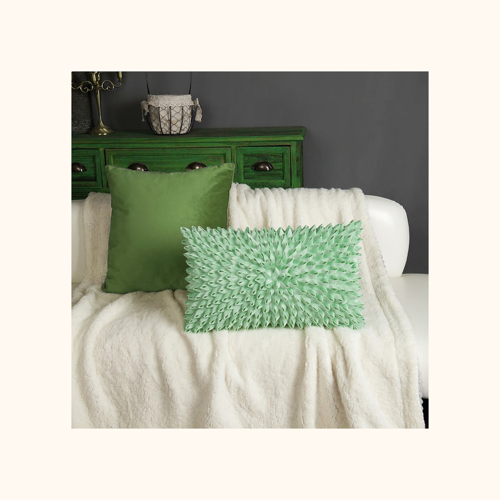 Handmade 3D Velvet Floral Lumbar Pillow Cover