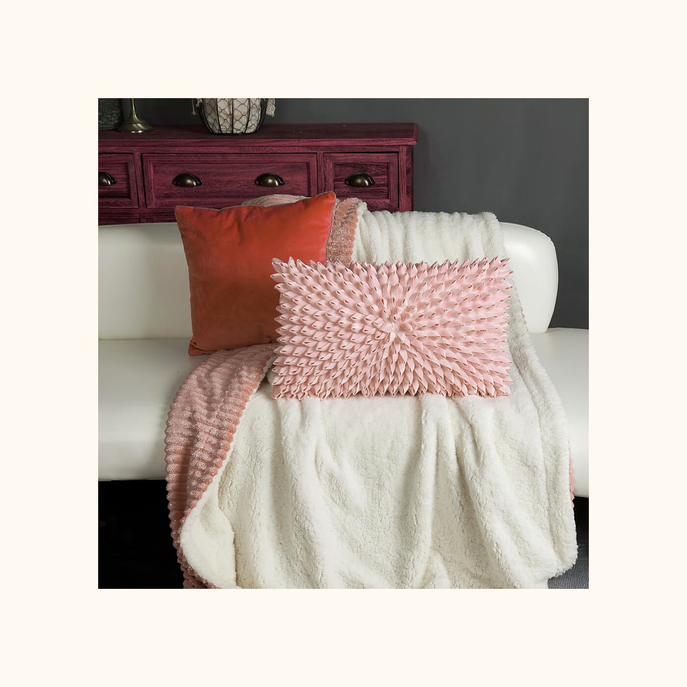 Handmade 3D Velvet Floral Lumbar Pillow Cover