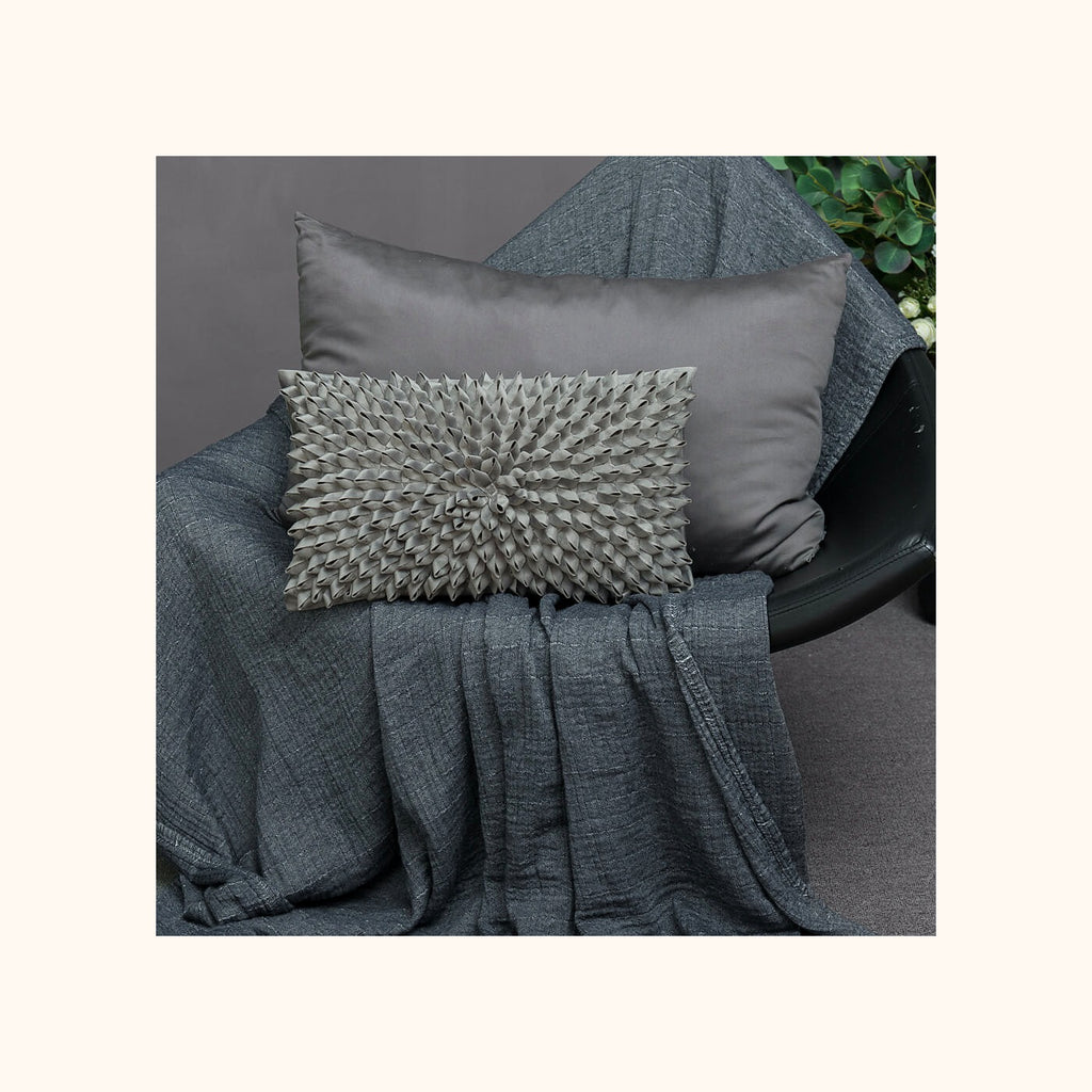 Handmade 3D Velvet Floral Lumbar Pillow Cover