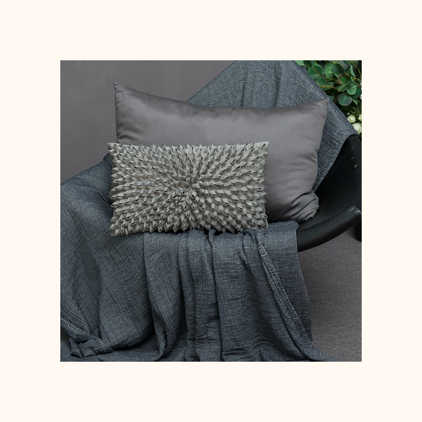 Handmade 3D Velvet Floral Lumbar Pillow Cover