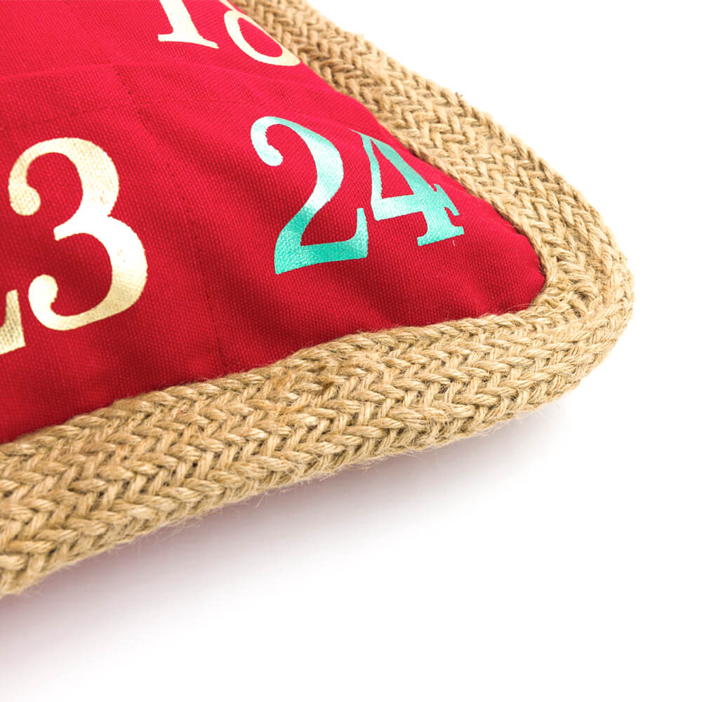 VG|red|Decorative Foil Print  Christmas Calendar Pillow Case