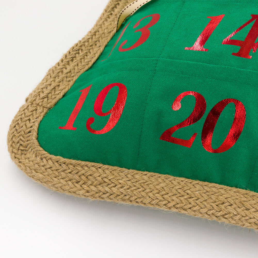 VG|green|Decorative Foil Print  Christmas Calendar Pillow Case