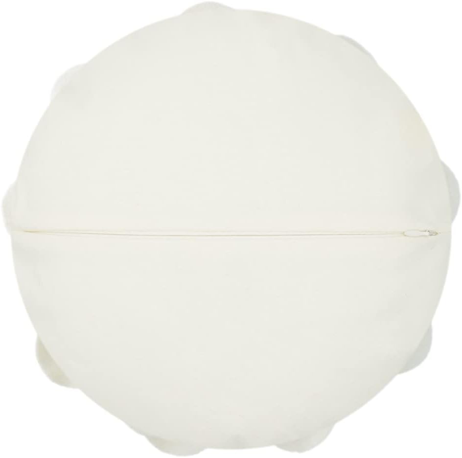 VG|vivid-white|Flower Throw Pillow Cover Decorative Round Pillowcase Floral Cushion for Bed Sofa Couch Car Decor