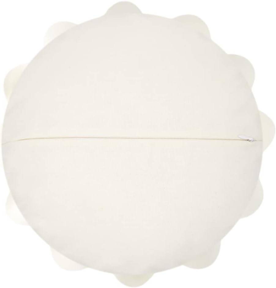 VG|cream|Flower Throw Pillow Cover Decorative Round Pillowcase Floral Cushion for Bed Sofa Couch Car Decor