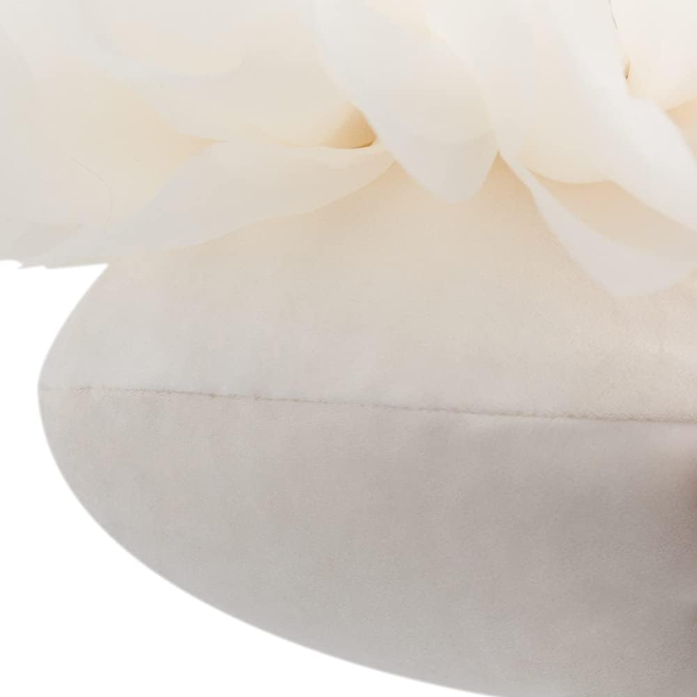 VG|creamy-white|3D Flower Throw Pillow Cover Decorative Round Daisy Shaped Cushion Floral Pillowcase for Bed Sofa Couch Living Room