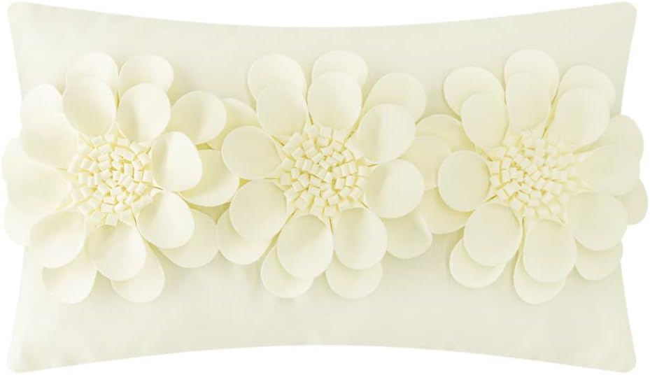 VG|creamy-white|3D Flower Throw Pillow Cover