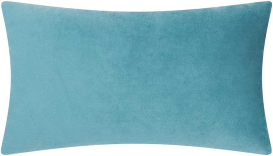 VG|turquoise-blue|3D Flower Throw Pillow Cover Handmade Floral Soft Velvet Lumbar Cushion for Bed Living Room Chair Couch Decor Gold