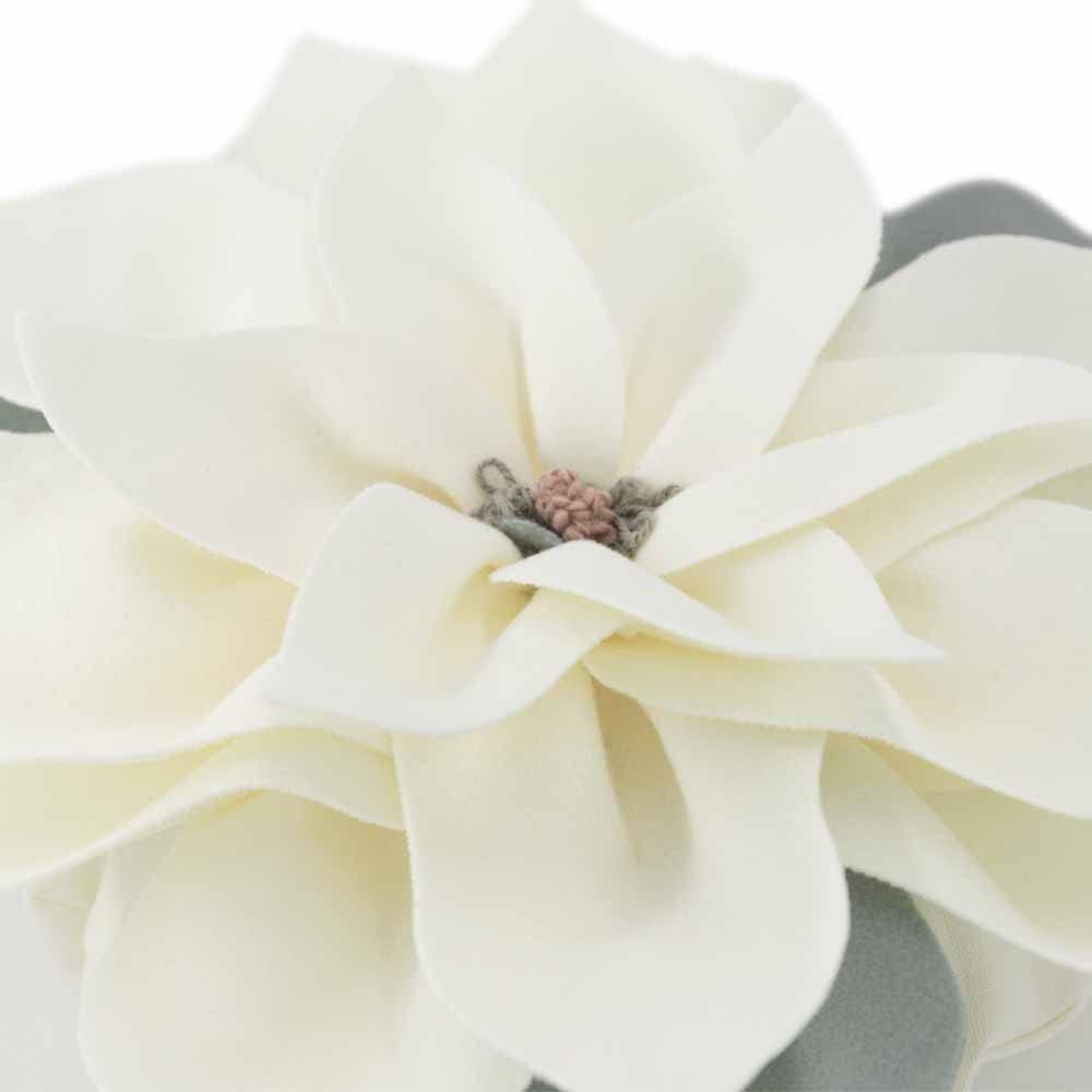 White 3D Magnolia Flower Throw Pillow - Detail 2