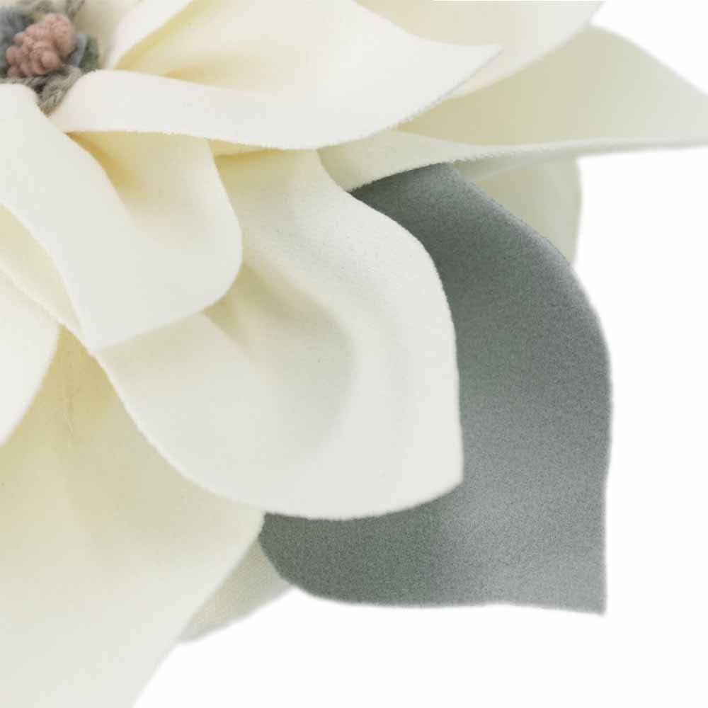 White 3D Magnolia Flower Throw Pillow - Detail 4