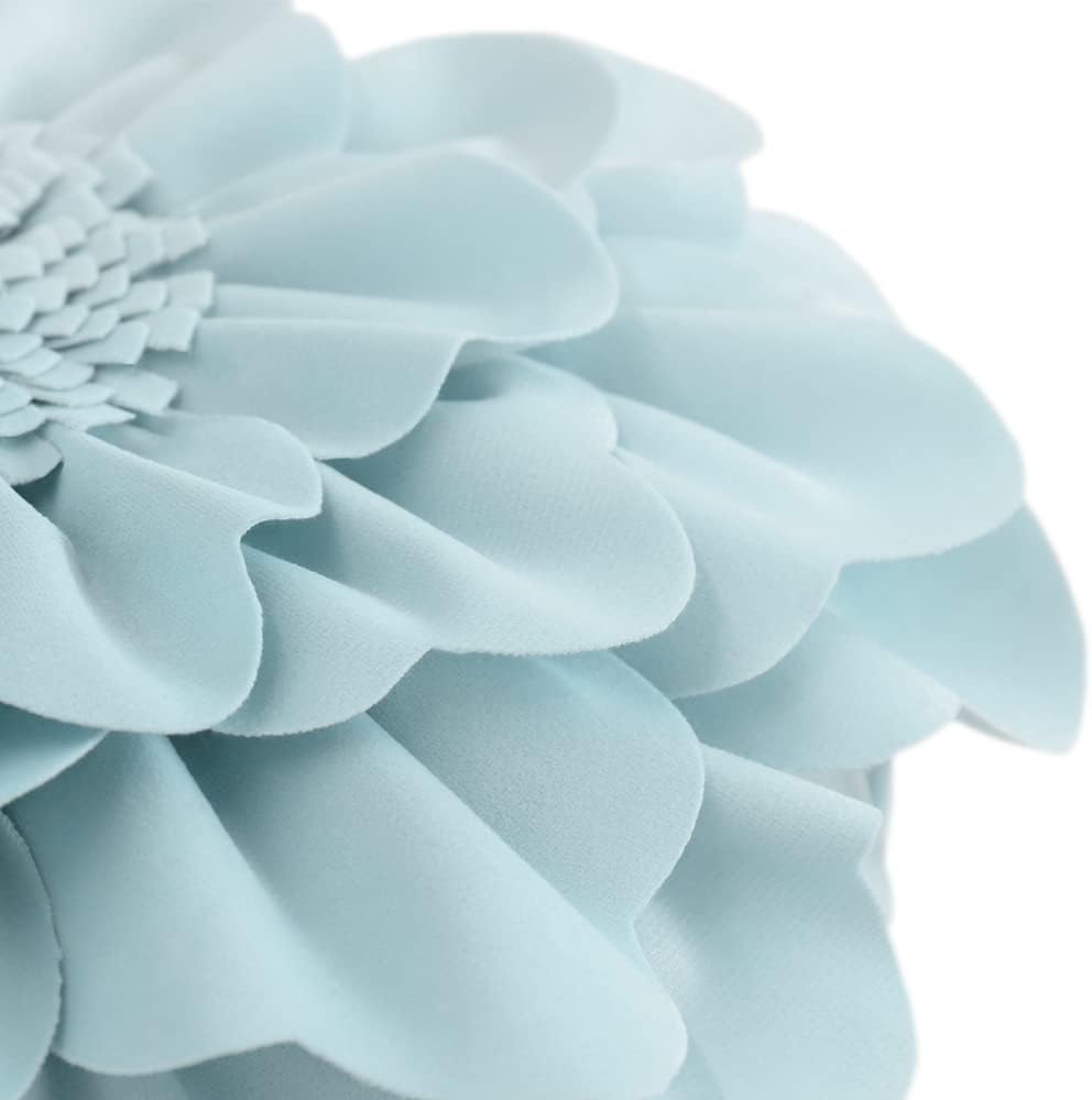 VG|sky-blue|Flower Throw Pillow Cover Decorative Round Pillowcase Floral Cushion for Bed Sofa Couch Car Decor