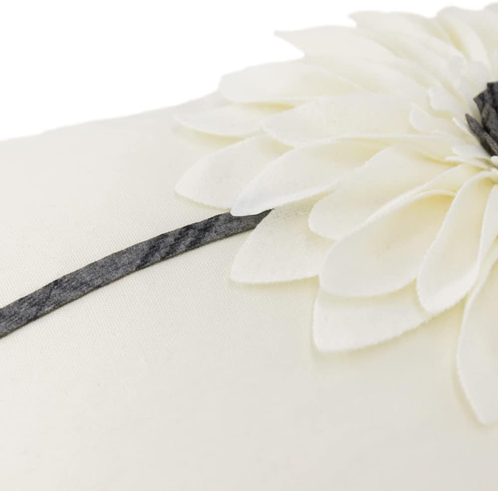 VG|creamy-white|Decorative Flower Throw Pillow Cover 3D Sunflower Pillow Case Velvet Cushion Floral Pillowcase for Bed Living Room Couch Chair