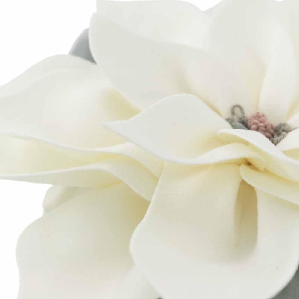White 3D Magnolia Flower Throw Pillow - Detail 3