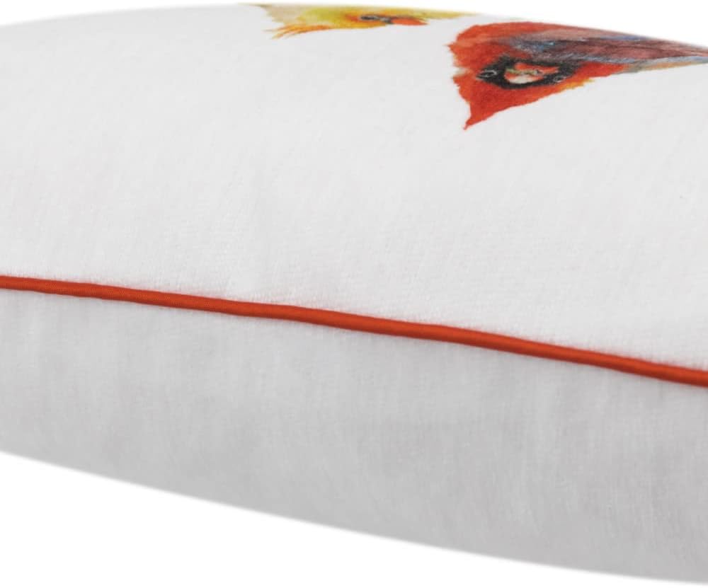 VG|white-orange-with-4-birds|Cute Birds Throw Pillow Cover Lumbar Accent Cushion Embroidered Pillowcase for Home Sofa Bed Living Room Dark Blue Orange Beige