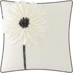 VG|creamy-white|Decorative Flower Throw Pillow Cover 3D Sunflower Pillow Case Velvet Cushion Floral Pillowcase for Bed Living Room Couch Chair