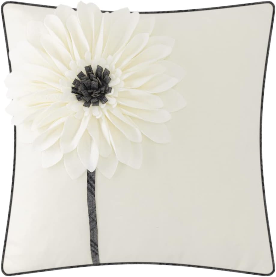 VG|creamy-white|Decorative Flower Throw Pillow Cover 3D Sunflower Pillow Case Velvet Cushion Floral Pillowcase for Bed Living Room Couch Chair