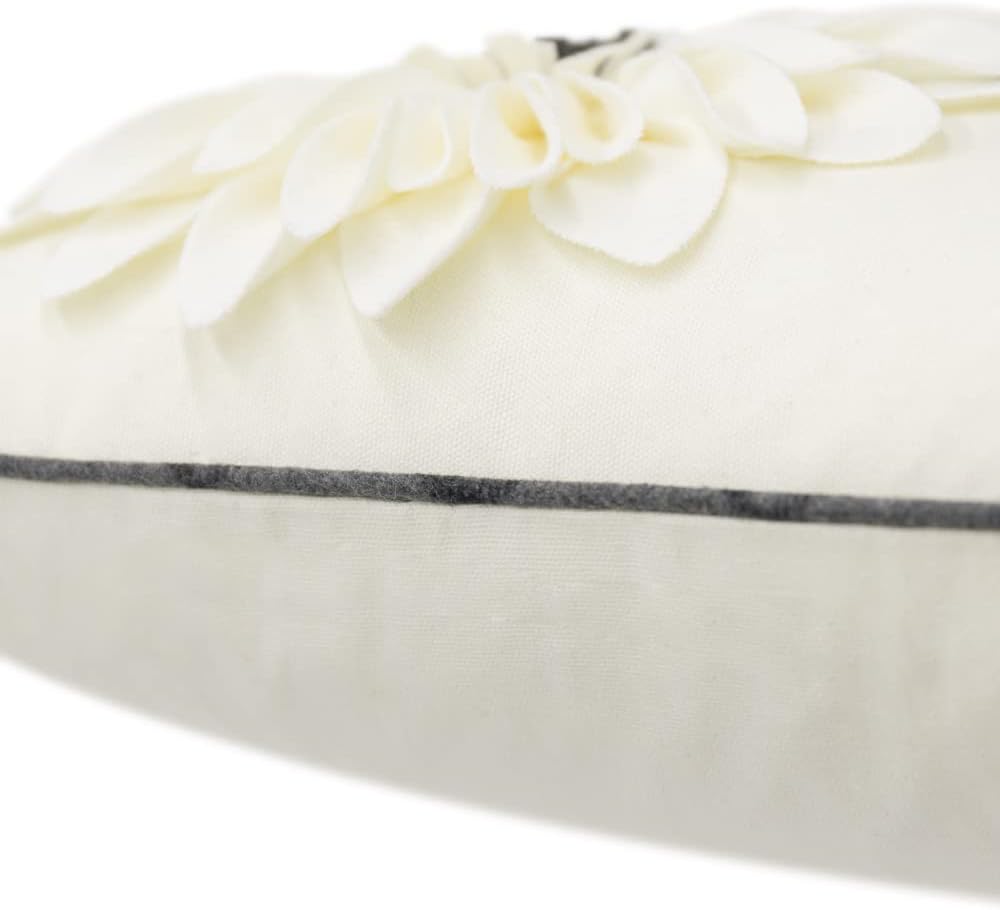 VG|creamy-white|Decorative Flower Throw Pillow Cover 3D Sunflower Pillow Case Velvet Cushion Floral Pillowcase for Bed Living Room Couch Chair