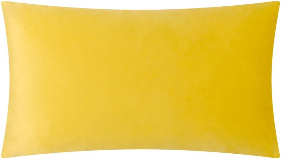 VG|yellow|3D Flower Throw Pillow Cover Handmade Floral Soft Velvet Lumbar Cushion for Bed Living Room Chair Couch Decor Gold