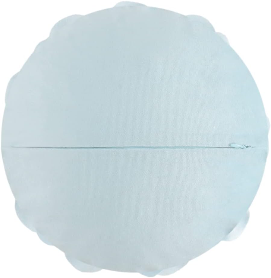 VG|sky-blue|Flower Throw Pillow Cover Decorative Round Pillowcase Floral Cushion for Bed Sofa Couch Car Decor