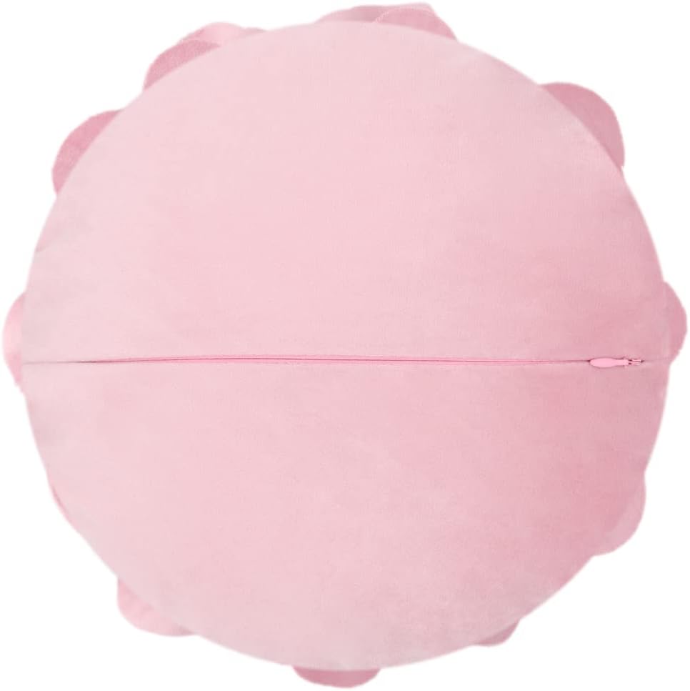 VG|blush-pink|Flower Throw Pillow Cover Decorative Round Pillowcase Floral Cushion for Bed Sofa Couch Car Decor