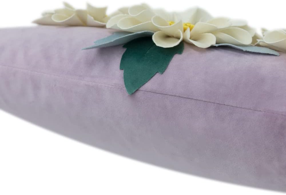 VG|purple|3D Daisy Flower Throw Pillow Cover, White