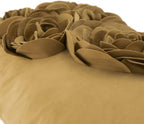 VG|golden-brown|3D Flower Throw Pillow Cover Handmade Floral Soft Velvet Lumbar Cushion for Bed Living Room Chair Couch Decor Gold