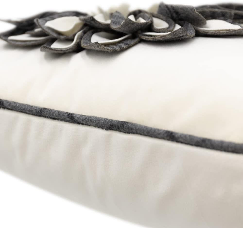 VG|ivory-gray|Decorative Flower Throw Pillow Cover 3D Sunflower Pillow Case Velvet Cushion Floral Pillowcase for Bed Living Room Couch Chair
