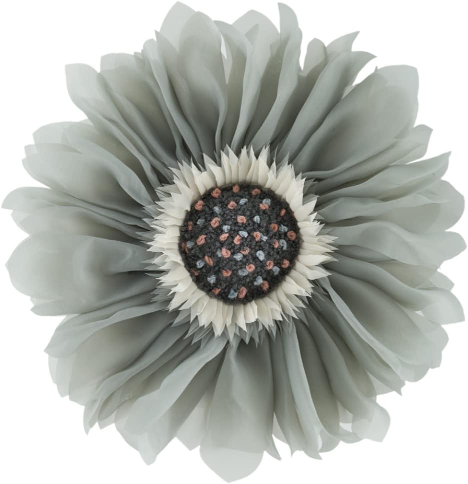 VG|gray|3D Flower Throw Pillow Cover Decorative Round Daisy Shaped Cushion Floral Pillowcase for Bed Sofa Couch Living Room