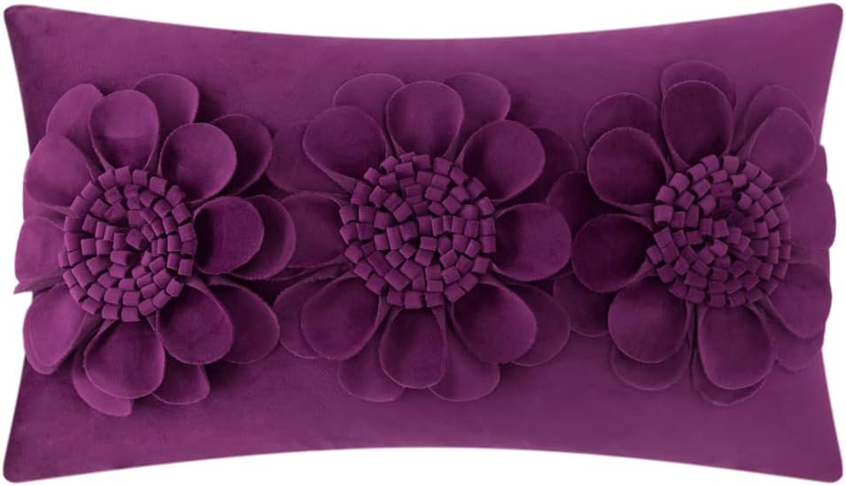 VG|purple-red|3D Flower Throw Pillow Cover
