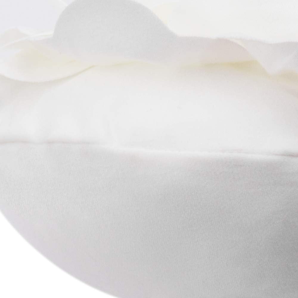VG|creamy-white|Flower Throw Pillow Cover Decorative Round Pillowcase Floral Cushion for Bed Sofa Couch Car Decor