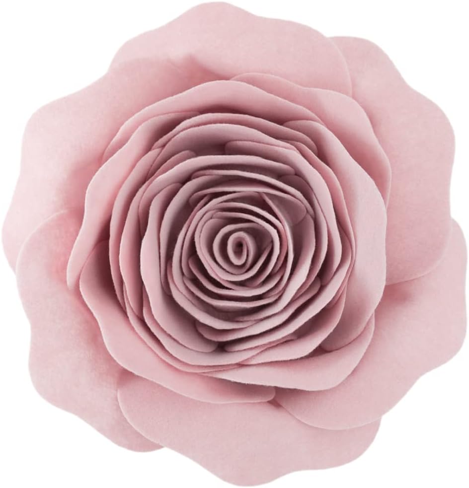 3D Flower Throw Pillow Cover, Beige White - Pink