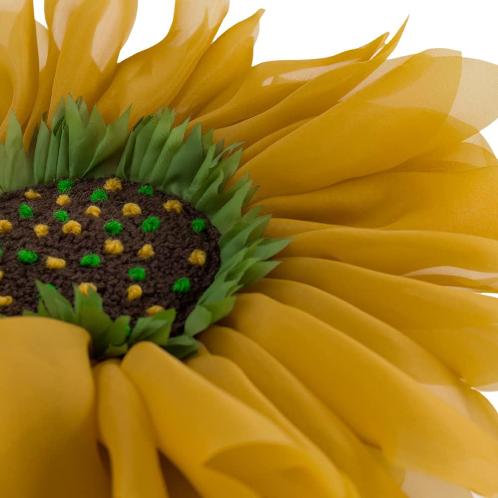 VG|mustard-yellow|3D Flower Throw Pillow Cover Decorative Round Daisy Shaped Cushion Floral Pillowcase for Bed Sofa Couch Living Room