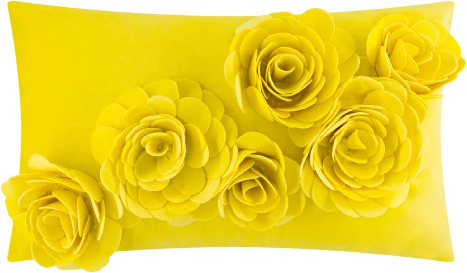 VG|bright-yellow|3D Flower Throw Pillow Cover Lavender