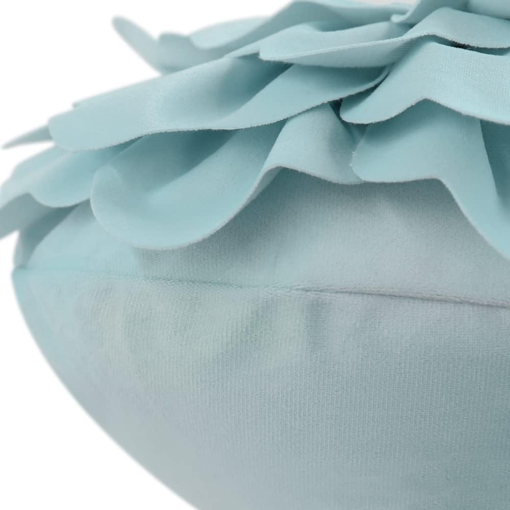 VG|sky-blue|Flower Throw Pillow Cover Decorative Round Pillowcase Floral Cushion for Bed Sofa Couch Car Decor