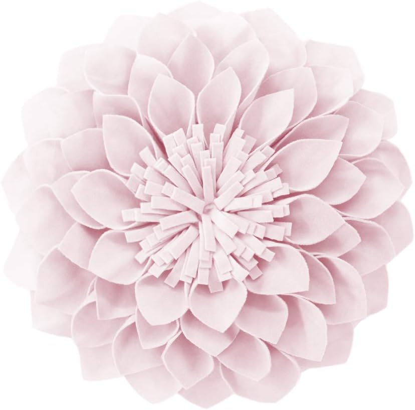 VG|light-pink|3D Flower Throw Pillow Cover Decorative Round Cushion Floral Accent Pillowcase for Bedroom Living Room Bed Couch Pink Velvet