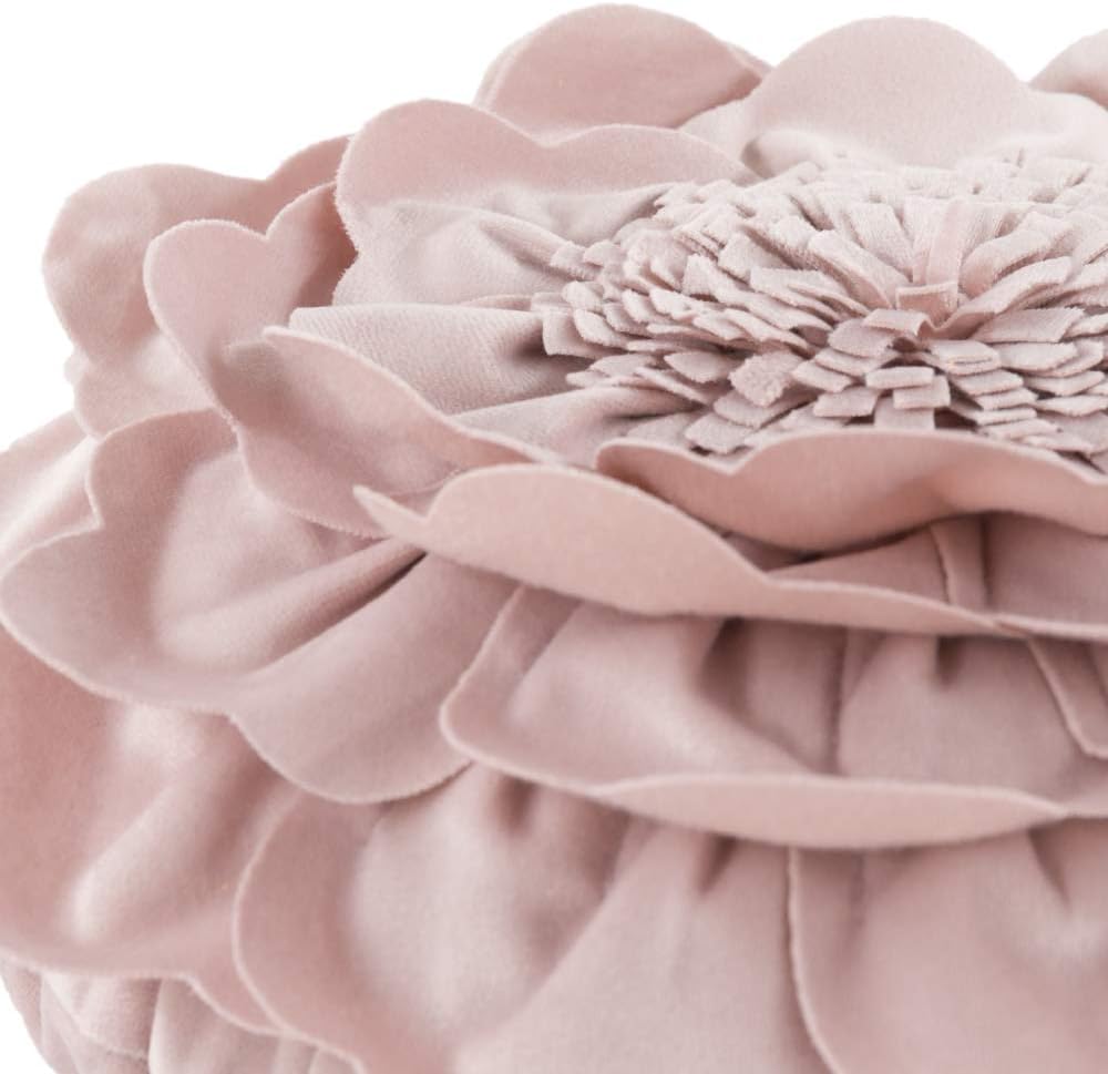 VG|rose-gold|Flower Throw Pillow Cover Decorative Round Pillowcase Floral Cushion for Bed Sofa Couch Car Decor