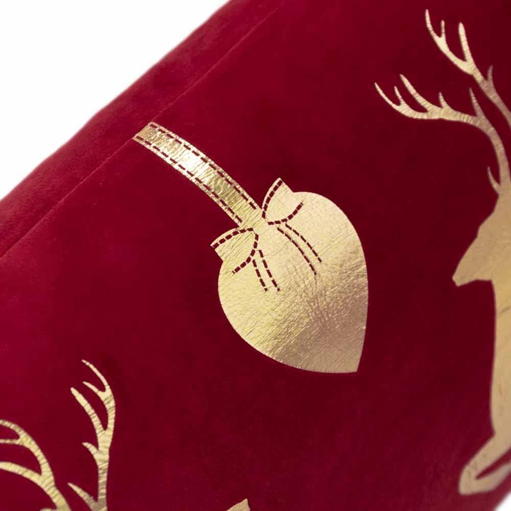 VG|deer-red|Gold Foil Decorative Accent Throw Pillow Cases Rectangle Cushion Covers for Bed Living Room White