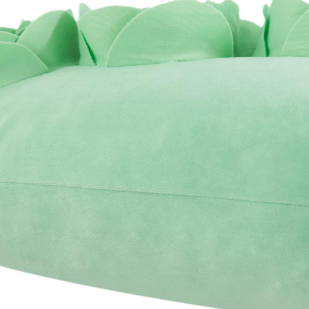 VG|mint-green|3D Flower Throw Pillow Cover Handmade Floral Soft Velvet Lumbar Cushion for Bed Living Room Chair Couch Decor Gold