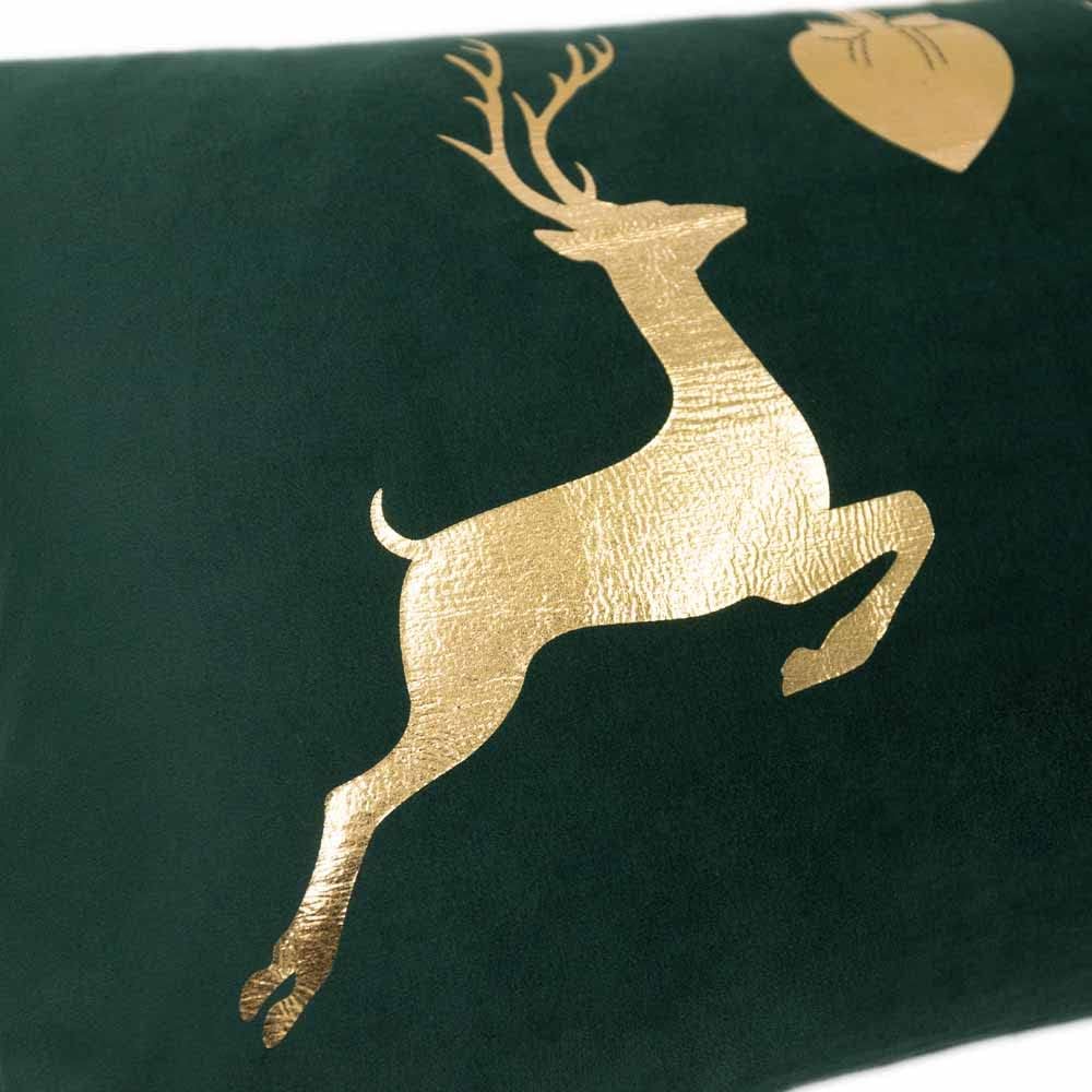 VG|deer-green|Gold Foil Decorative Accent Throw Pillow Cases Rectangle Cushion Covers for Bed Living Room White