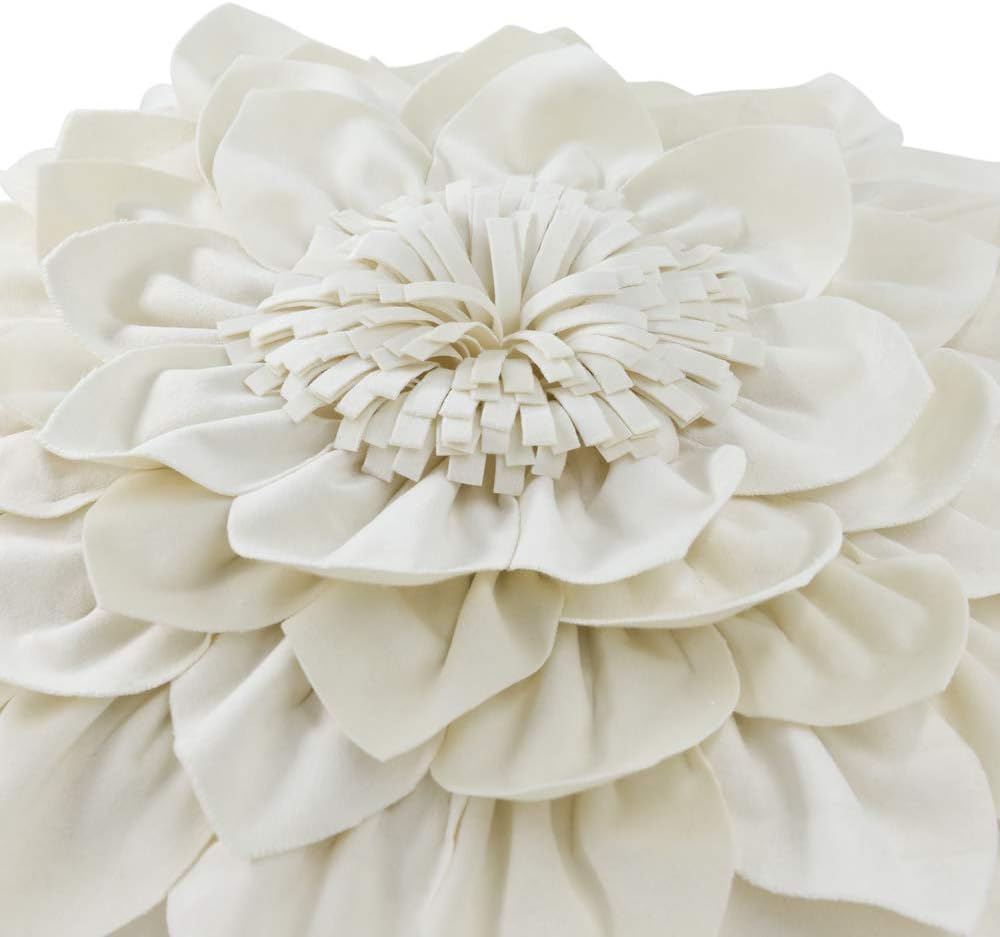 VG|cream-white|3D Flower Throw Pillow Covers