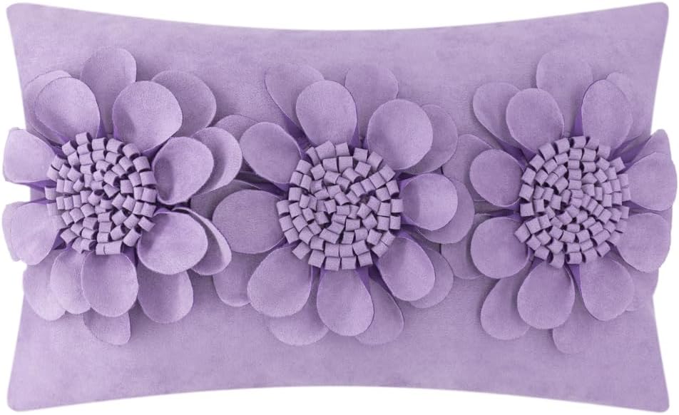 VG|purple-lilac|3D Flower Throw Pillow Cover