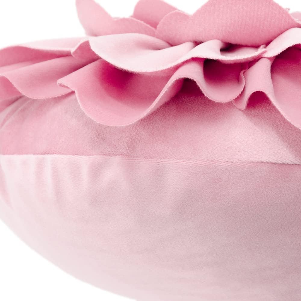 VG|blush-pink|Flower Throw Pillow Cover Decorative Round Pillowcase Floral Cushion for Bed Sofa Couch Car Decor