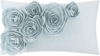 VG|sky-blue|3D Flower Throw Pillow Cover Handmade Floral Soft Velvet Lumbar Cushion for Bed Living Room Chair Couch Decor Gold