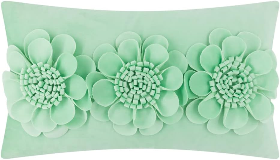 VG|mint-green|3D Flower Throw Pillow Cover