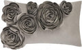 VG|taupe|3D Flower Throw Pillow Cover Handmade Floral Soft Velvet Lumbar Cushion for Bed Living Room Chair Couch Decor Gold
