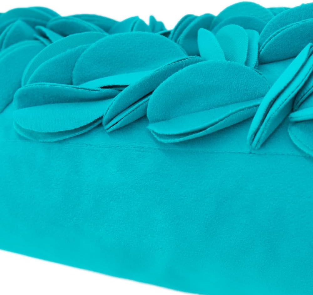 VG|dark-cyan-wool|Handmade 3D Floral Throw Pillow Cover
