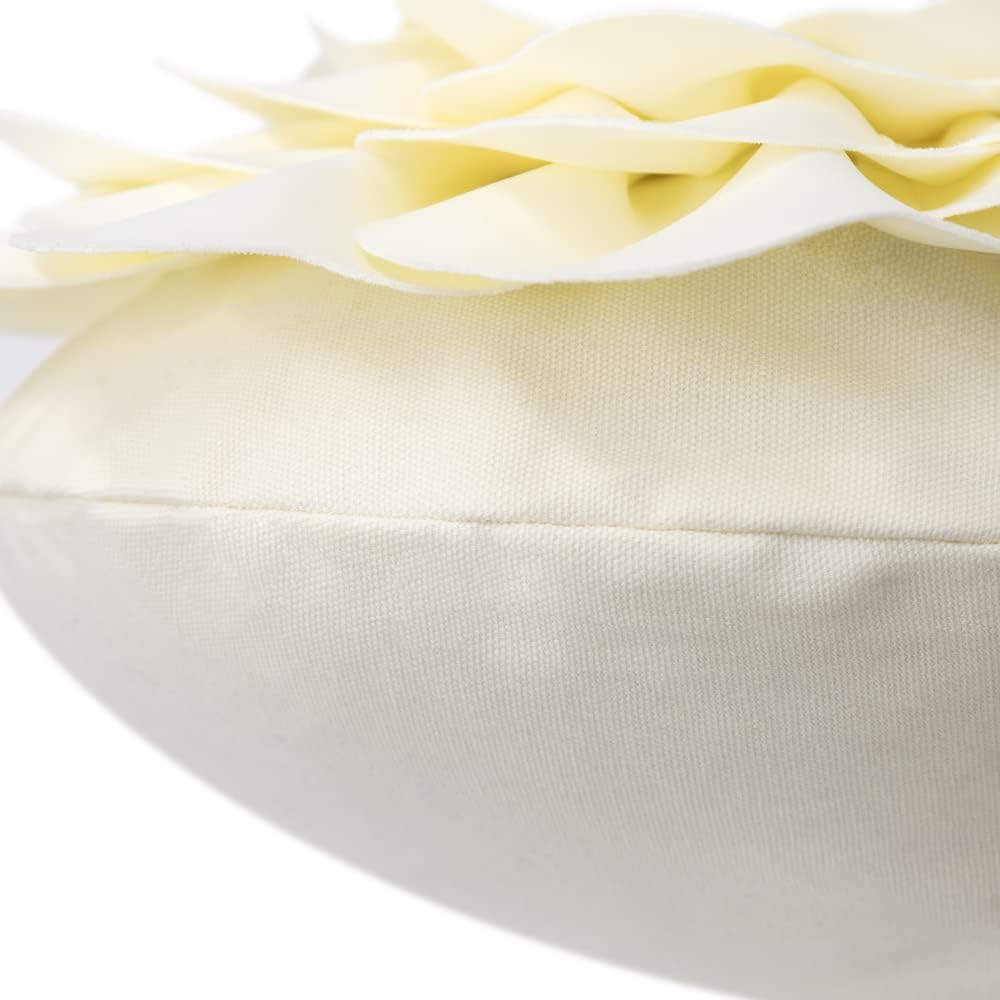 VG|cream|Flower Throw Pillow Cover Decorative Round Pillowcase Floral Cushion for Bed Sofa Couch Car Decor
