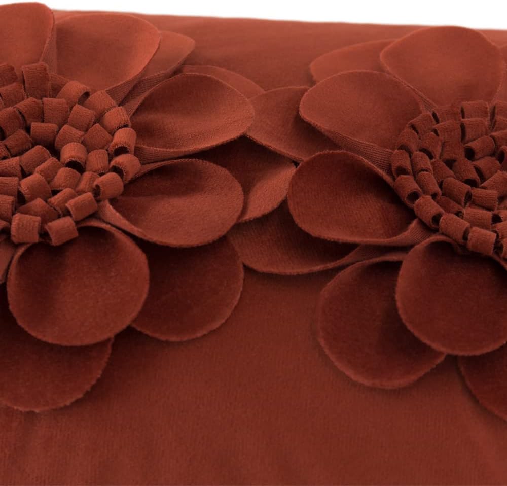 VG|rust-red|3D Flower Throw Pillow Cover
