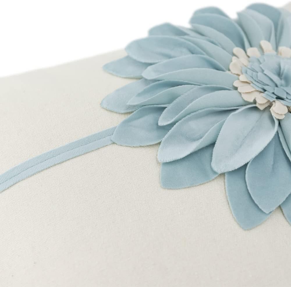 VG|sky-blue|Decorative Flower Throw Pillow Cover 3D Sunflower Pillow Case Velvet Cushion Floral Pillowcase for Bed Living Room Couch Chair