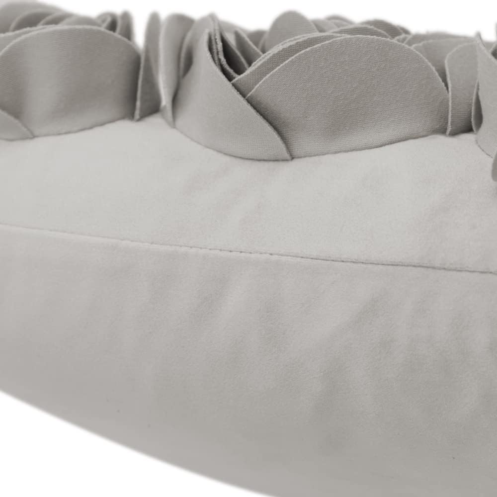 VG|gray|3D Flower Throw Pillow Cover Handmade Floral Soft Velvet Lumbar Cushion for Bed Living Room Chair Couch Decor Gold