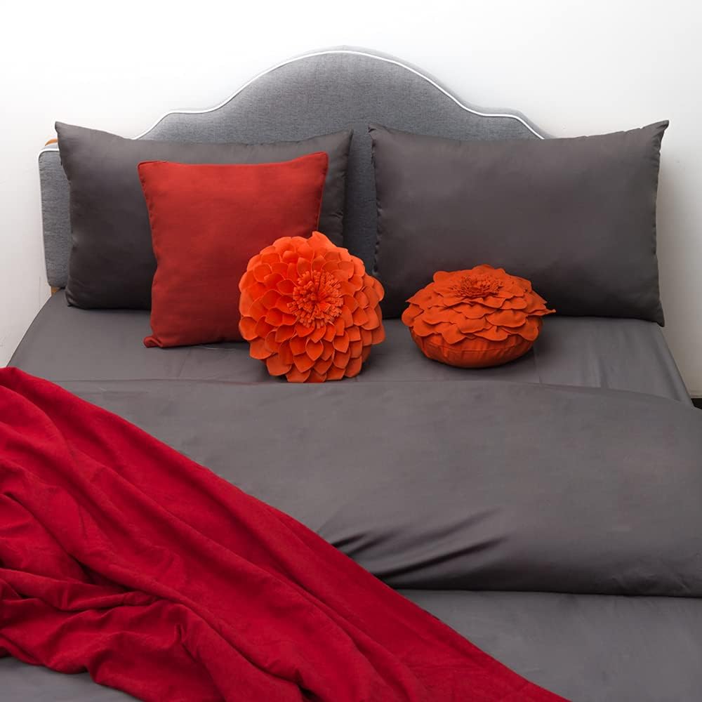 3D Flower Throw Pillow Cover Decorative Round Cushion Floral Accent Pillowcase for Bedroom Living Room Bed Couch Pink Velvet